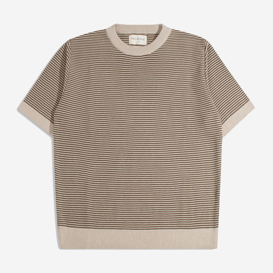 Newport Stripe Knit T-Shirt - Sand Brown