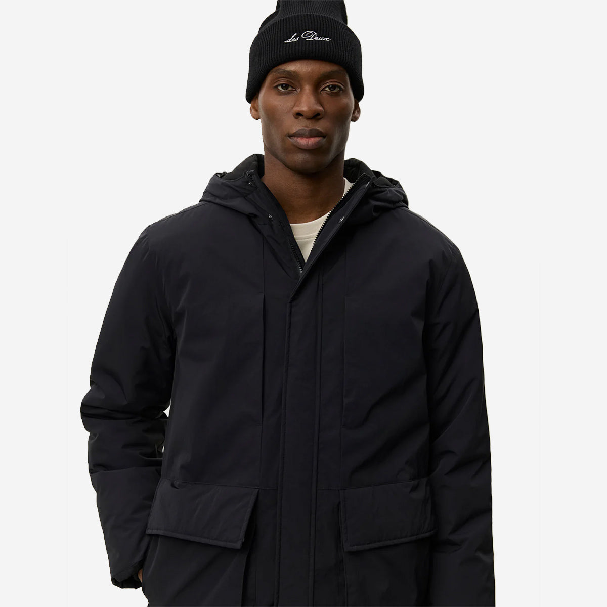 Nate Solid Padded Coat - Black