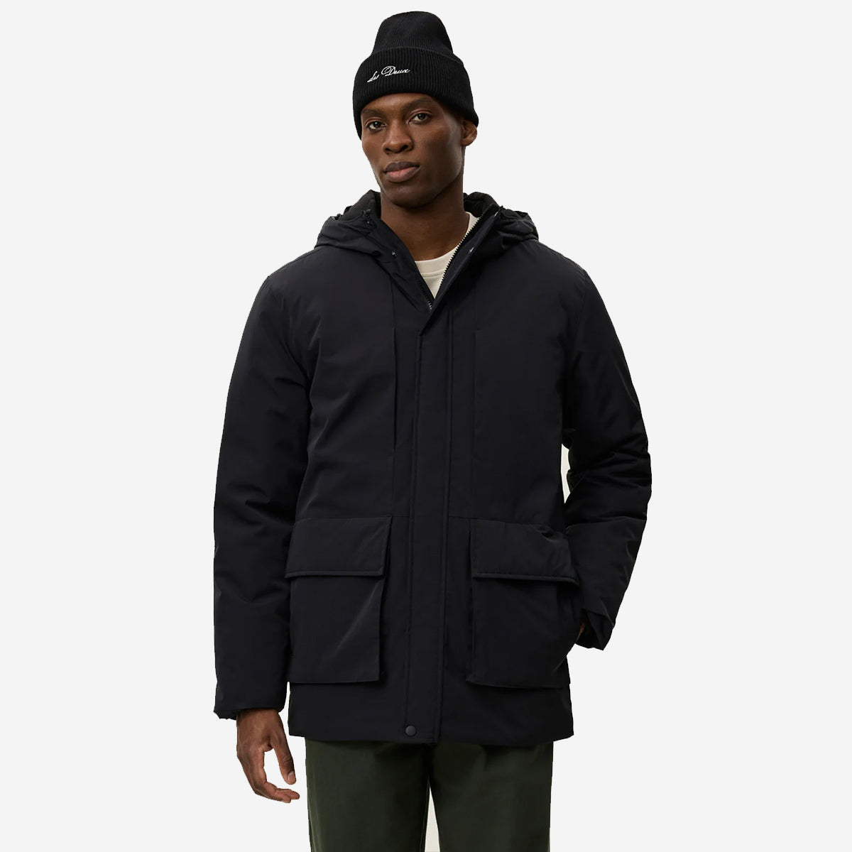 Nate Solid Padded Coat - Black