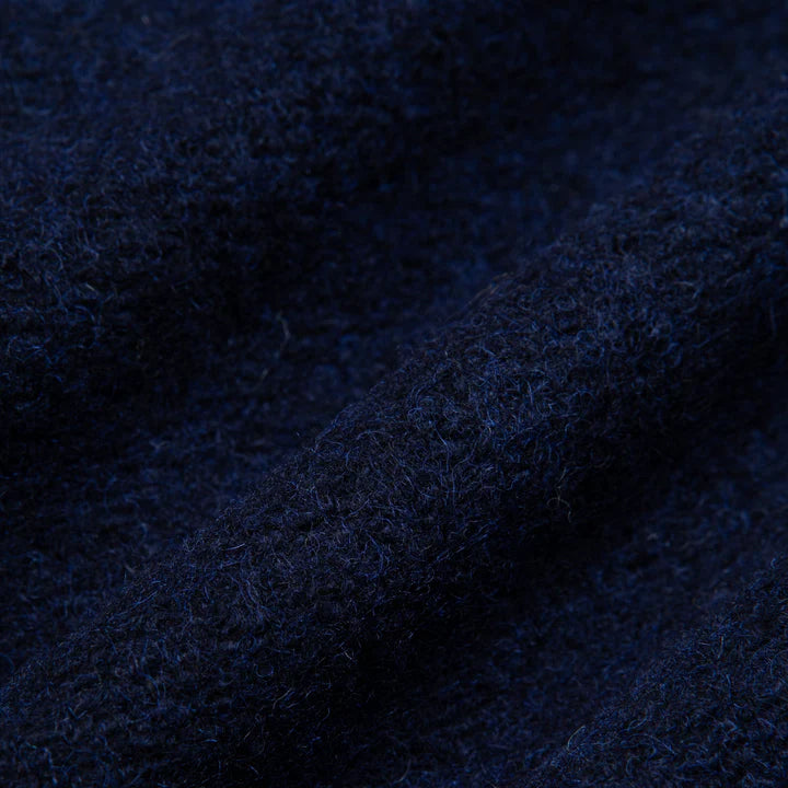 Neist Wool Fleece Collarless Cardigan - Midnight Blue