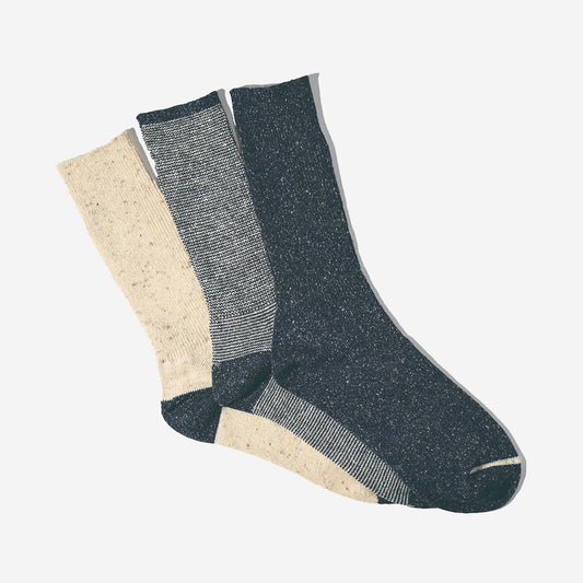American Rib 3-Pack Crew Socks - Navy