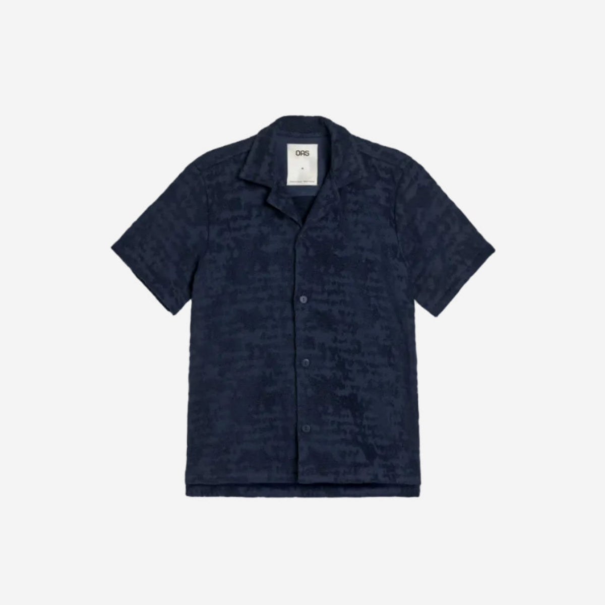 Night Lagoon Cuba Terry Jacquard Vacation Shirt - Navy