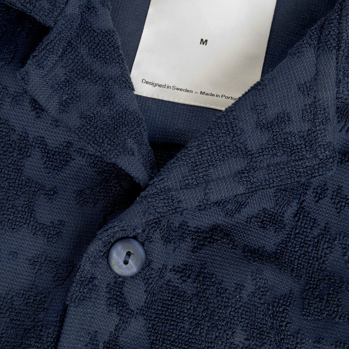 Night Lagoon Cuba Terry Jacquard Vacation Shirt - Navy