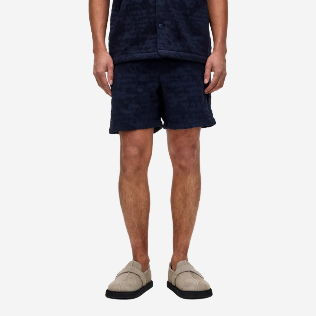 Night Lagoon Terry Jacquard Shorts - Navy