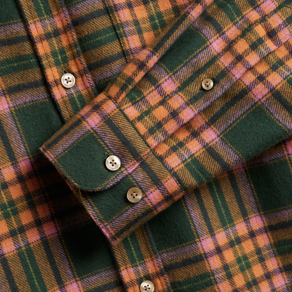 Olivara Plaid Flannel Shirt - Green/Orange