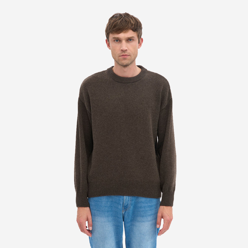 Oversized Merino Wool Crew - Coffee Brown
