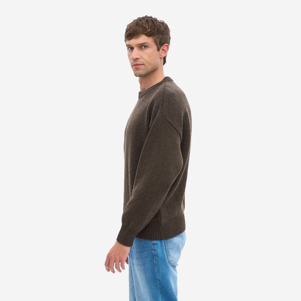 Oversized Merino Wool Crew - Coffee Brown