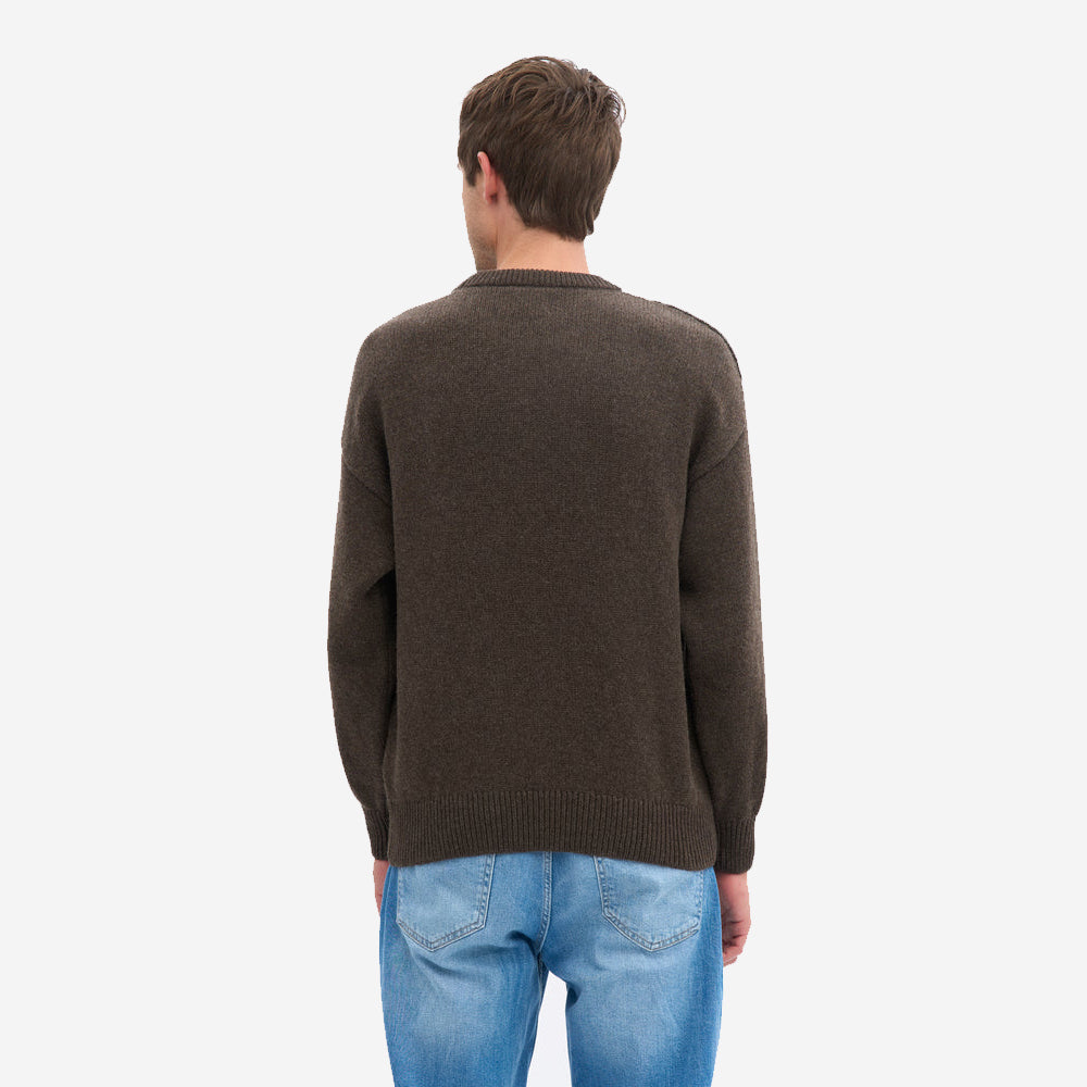 Oversized Merino Wool Crew - Coffee Brown