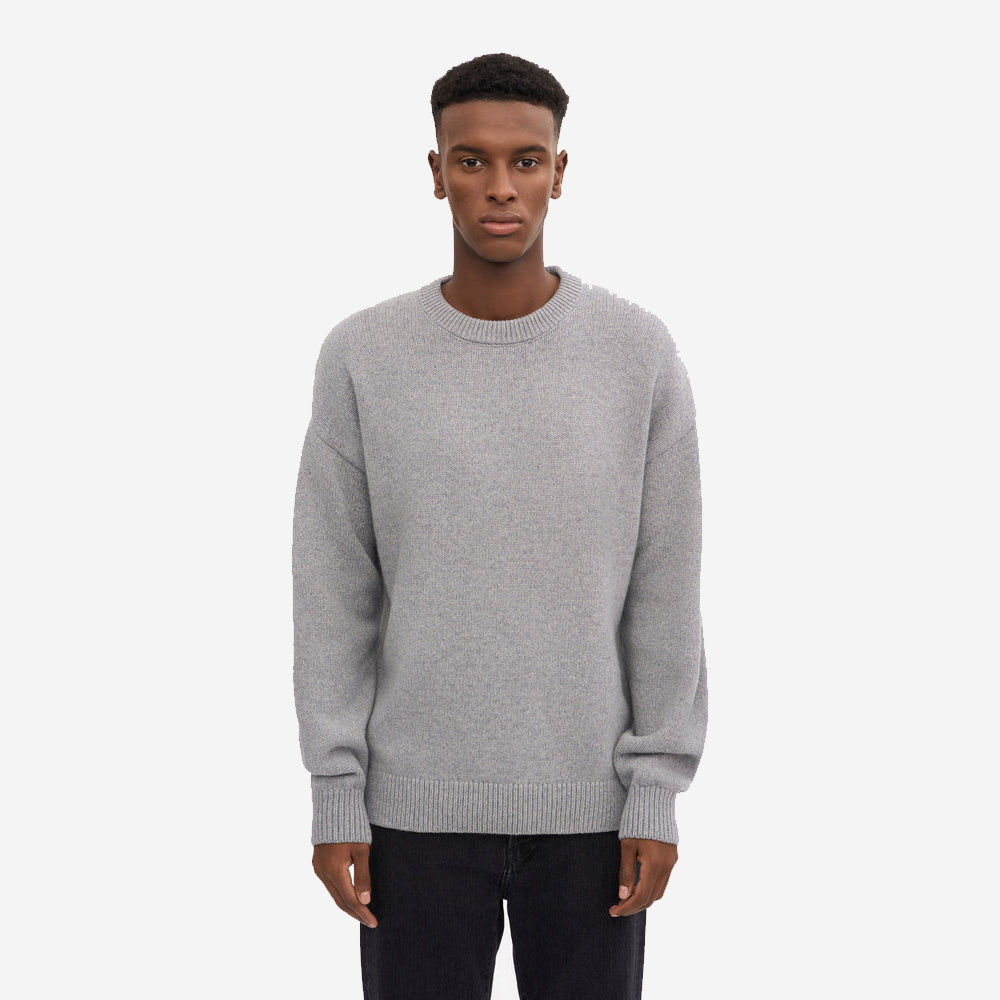 Oversized Merino Wool Crew - Heather Grey