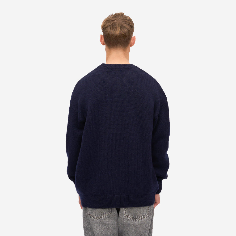 Oversized Merino Wool Crew - Navy Blue