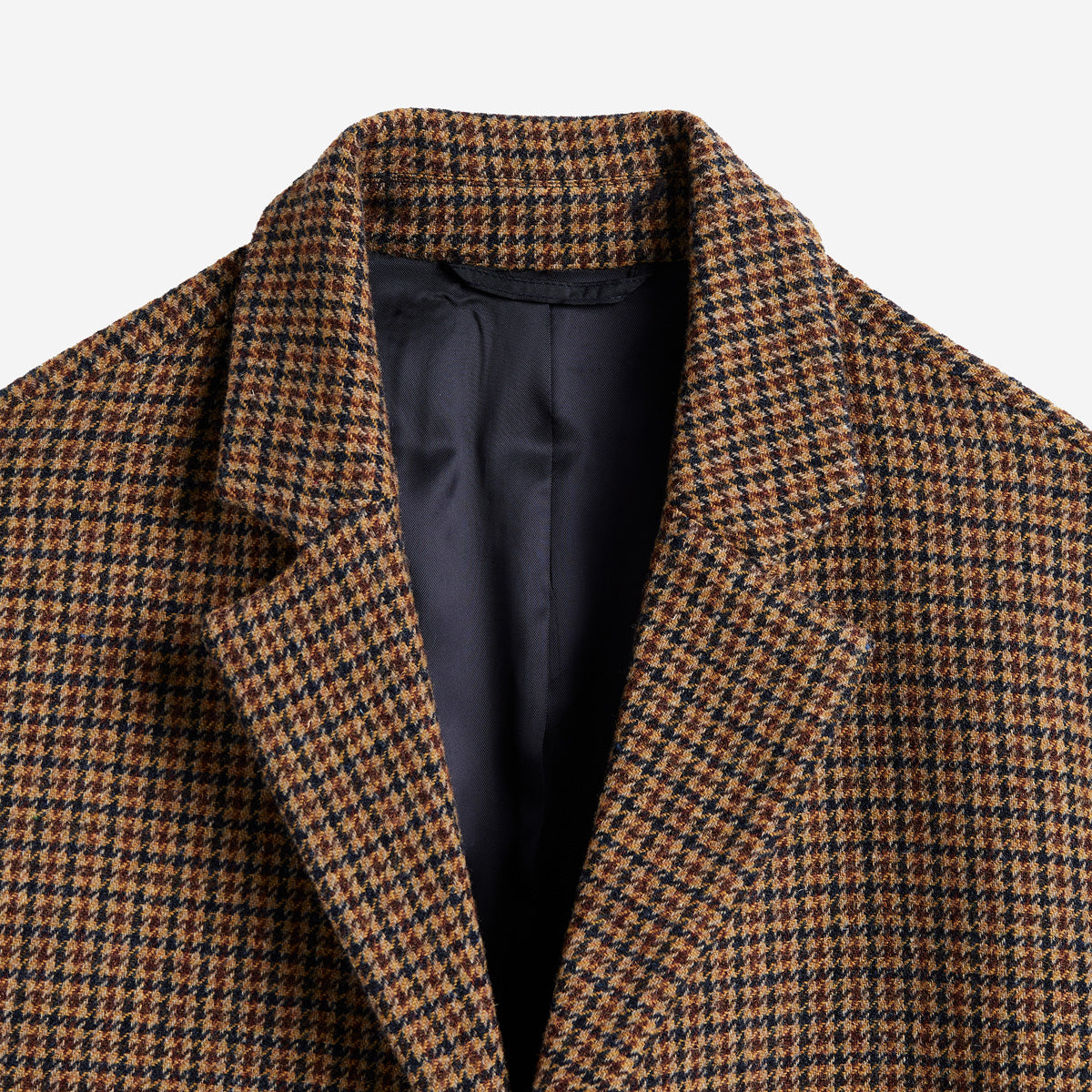 Wool Houndstooth Overcoat - Caramel Pied Poule