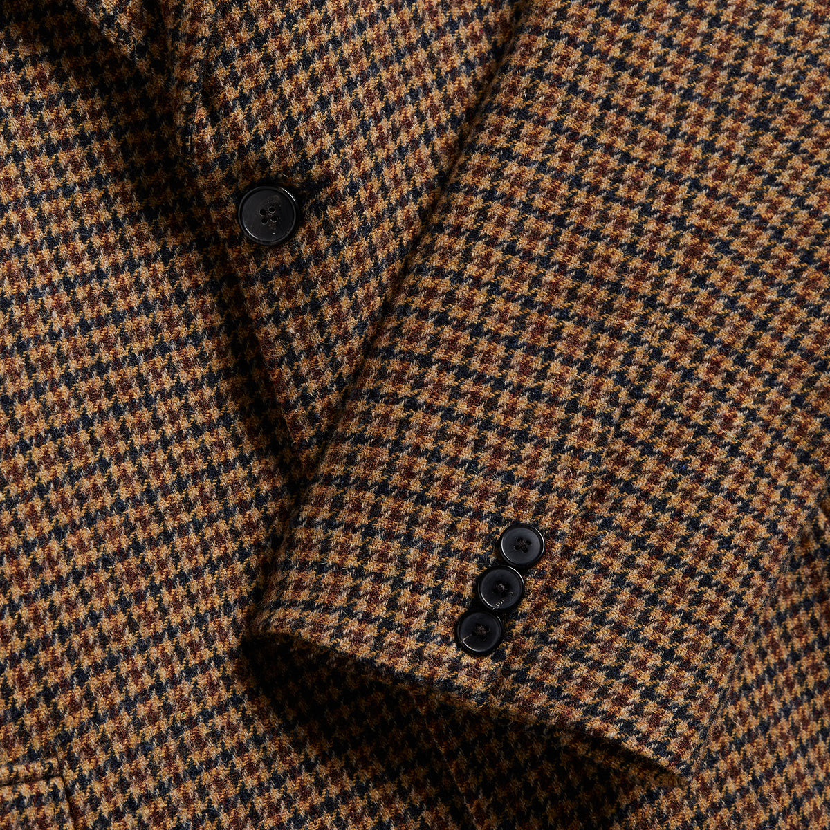 Wool Houndstooth Overcoat - Caramel Pied Poule