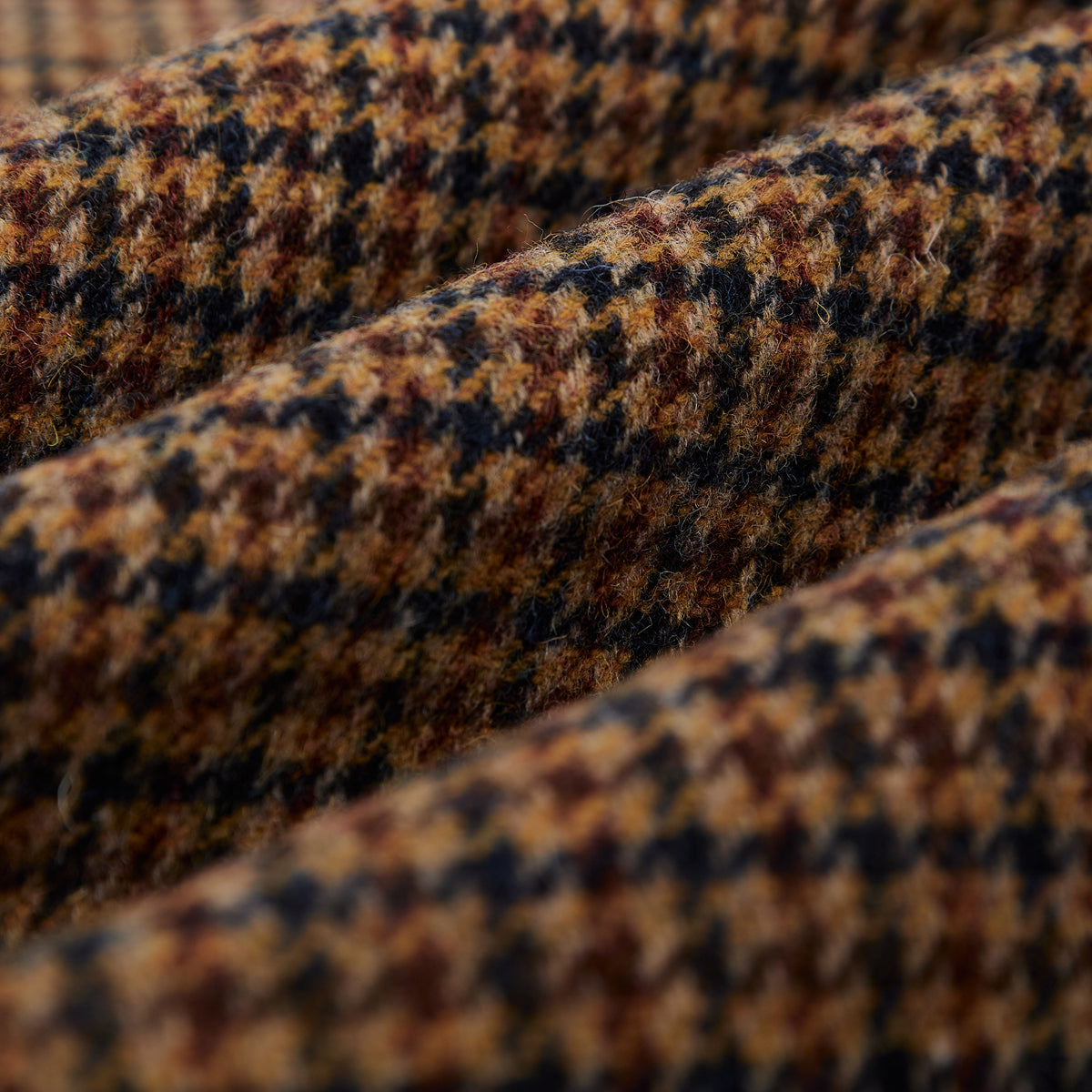 Wool Houndstooth Overcoat - Caramel Pied Poule