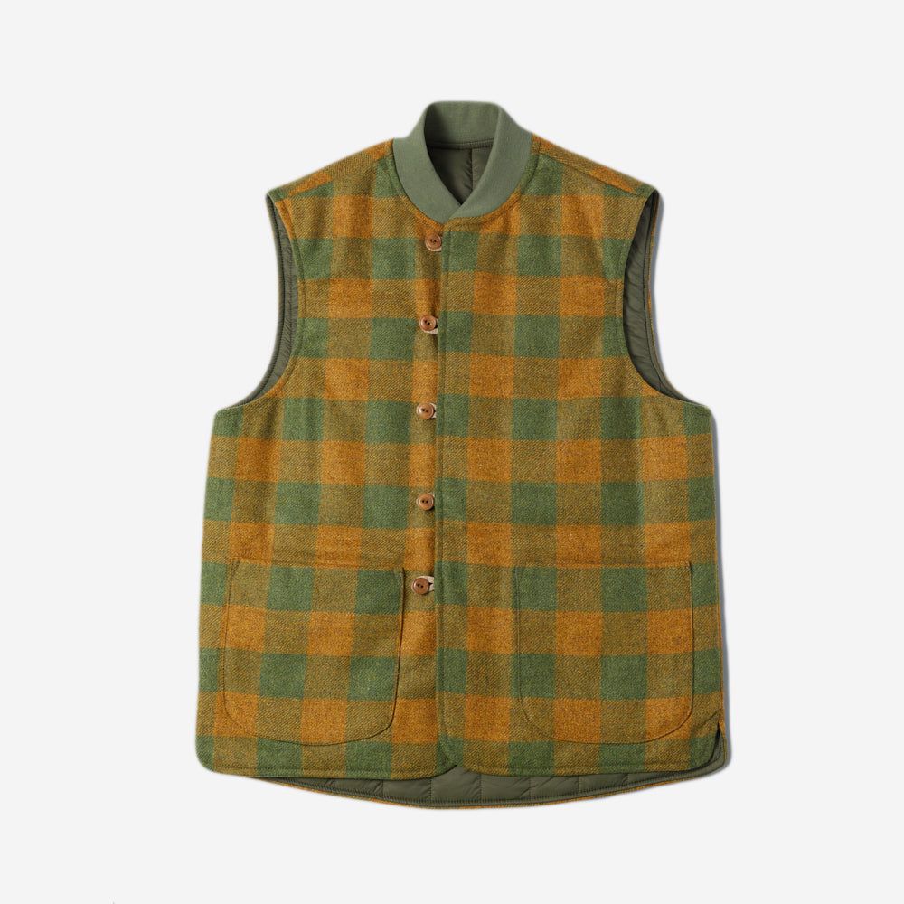 Oliver Wool/Nylon Reversible Vest – Check/Olive