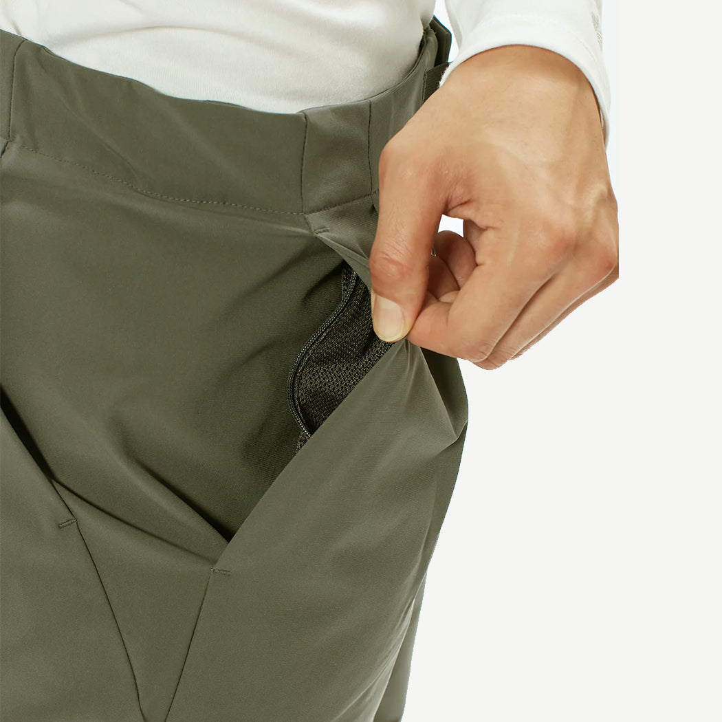 One Tuck Tapered Stretch Pants - Olive Green