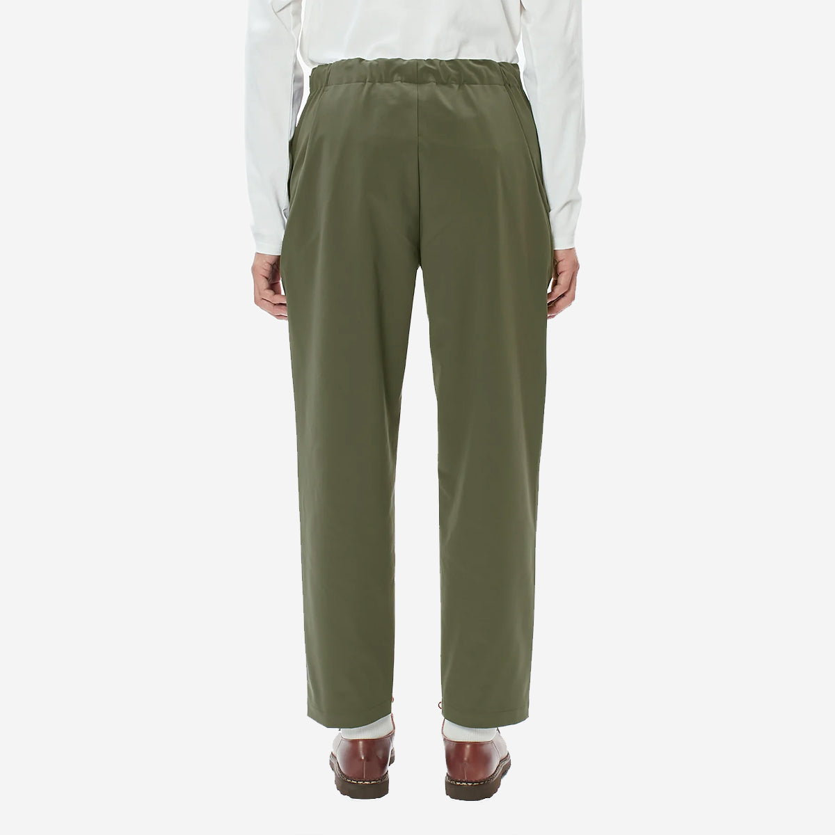 One Tuck Tapered Stretch Pants - Olive Green