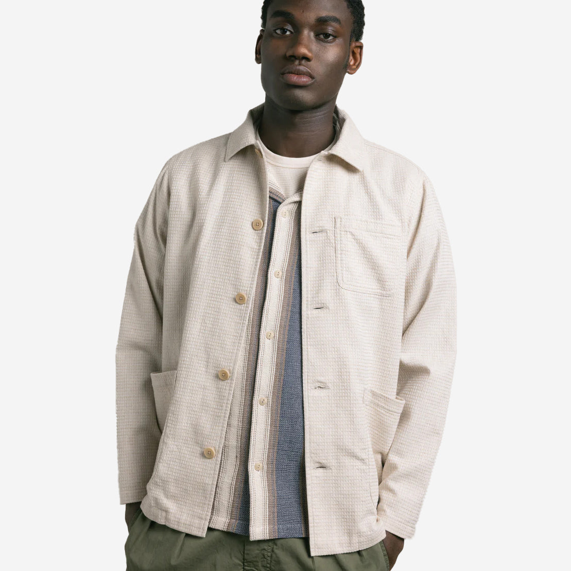 Ormiston Linen Waffle Jacket - Ecru