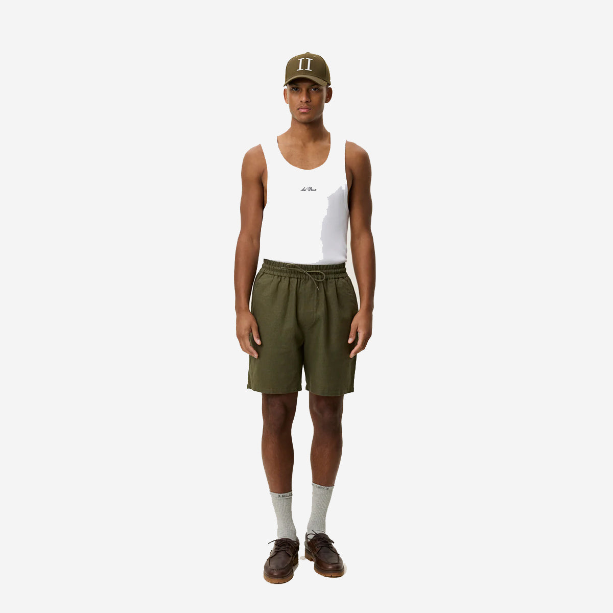 Otto Linen Easy Shorts - Olive Night