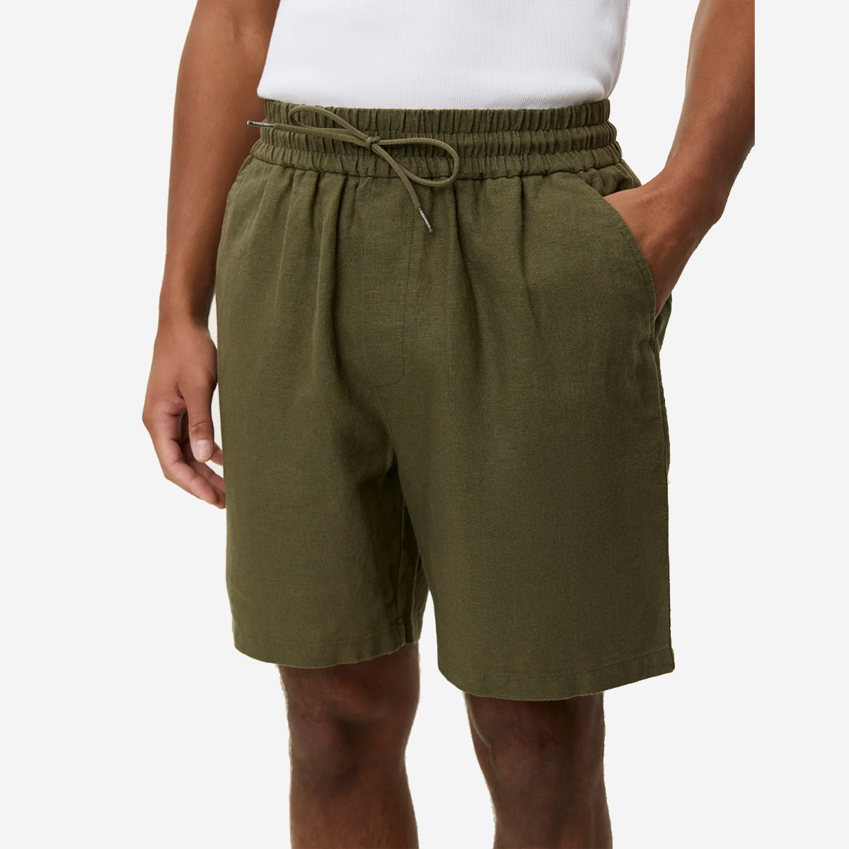 Otto Linen Easy Shorts - Olive Night