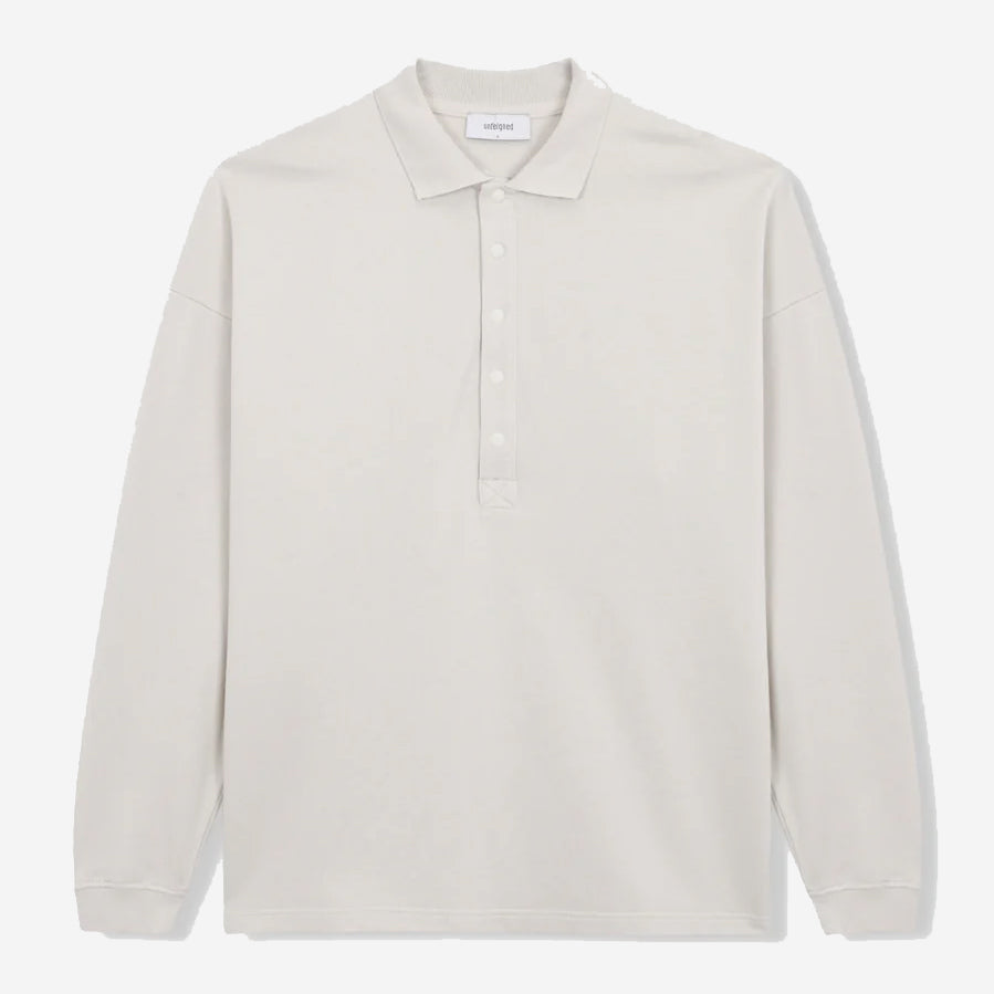 Oversized L/S Sweat Polo - Bone White