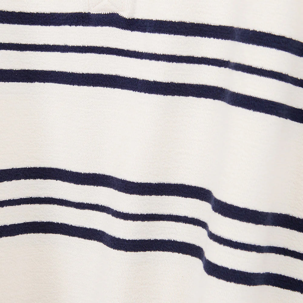 Oversized L/S Terry Polo - Navy Stripe