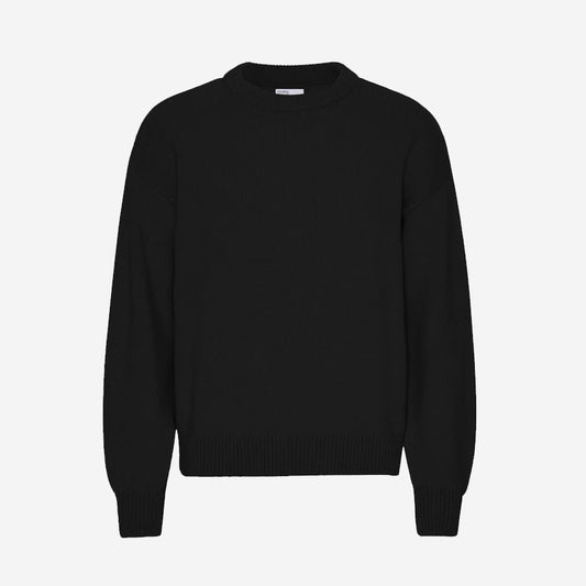 Oversized Merino Wool Crew - Deep Black