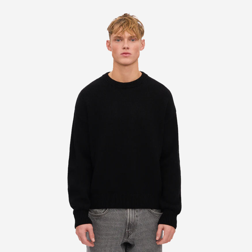 Oversized Merino Wool Crew - Deep Black