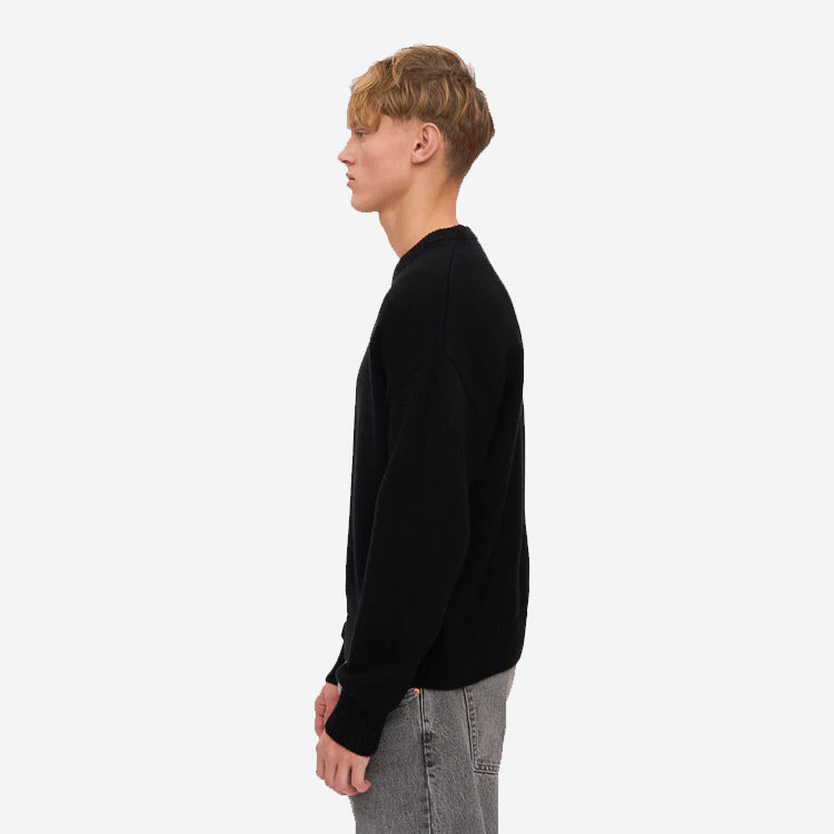 Oversized Merino Wool Crew - Deep Black