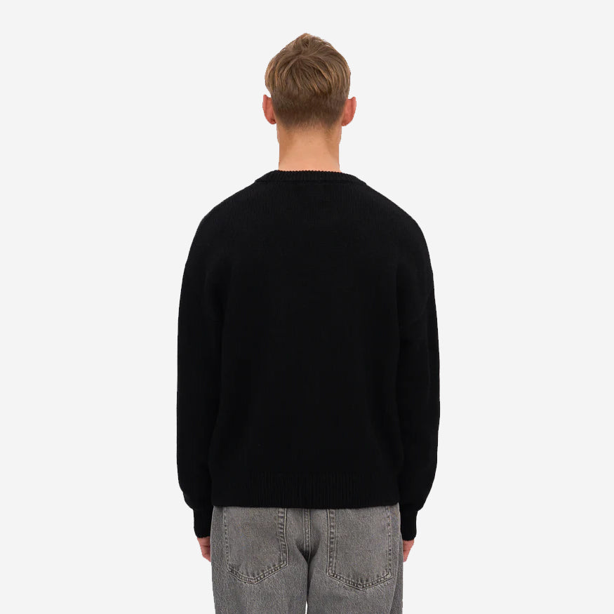 Oversized Merino Wool Crew - Deep Black