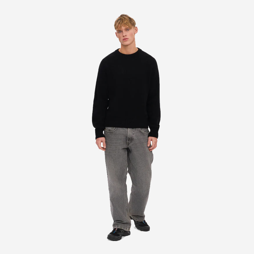 Oversized Merino Wool Crew - Deep Black