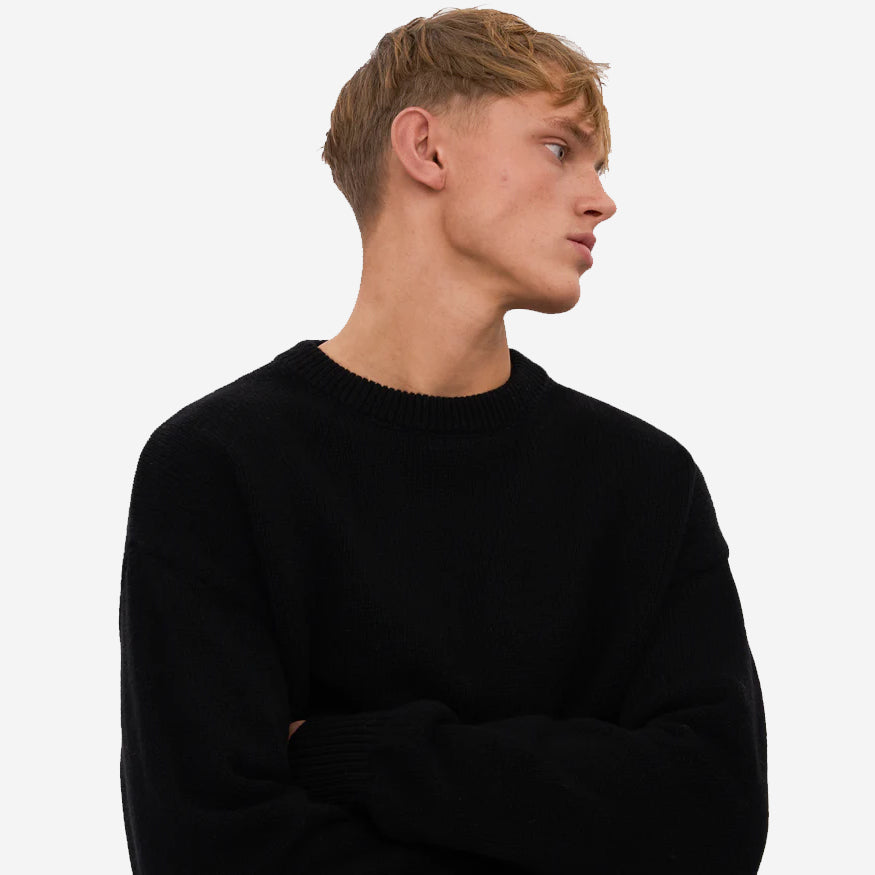 Oversized Merino Wool Crew - Deep Black