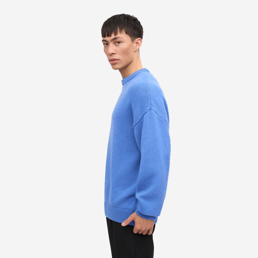 Oversized Merino Wool Crew - Pacific Blue