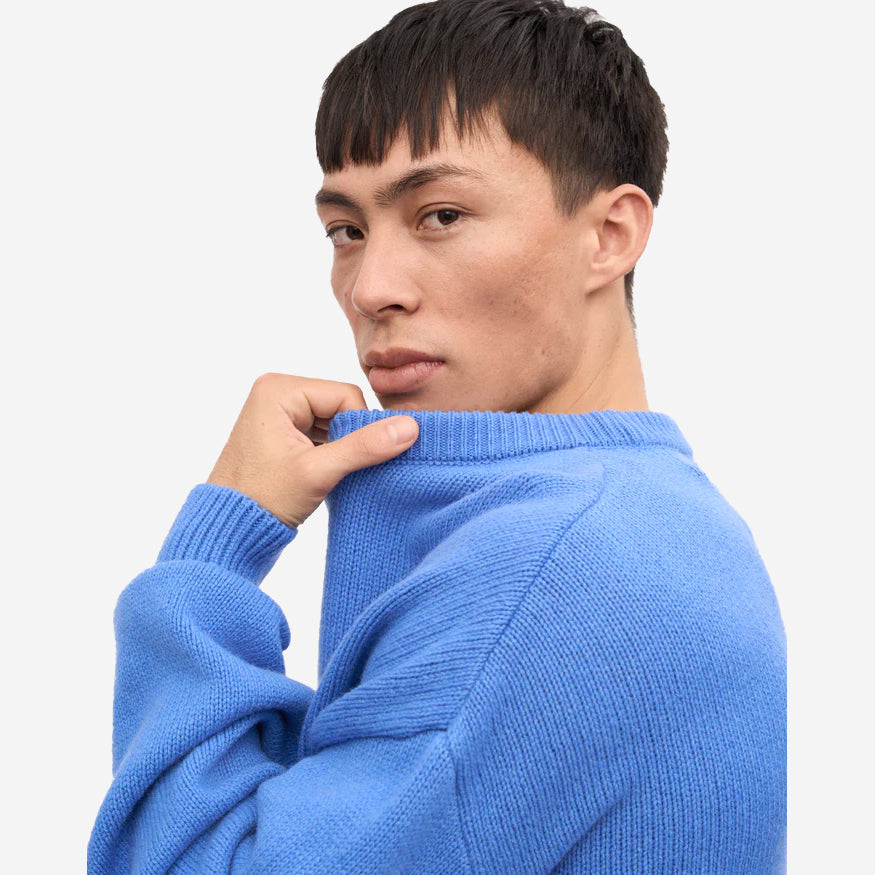 Oversized Merino Wool Crew - Pacific Blue