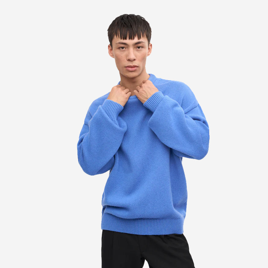Oversized Merino Wool Crew - Pacific Blue