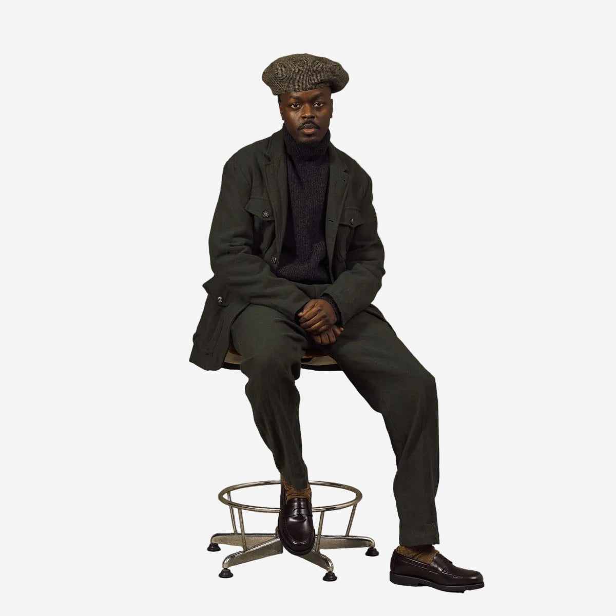 Oxnard One Pleat Herringbone Linen Wool Easy Pants - Green