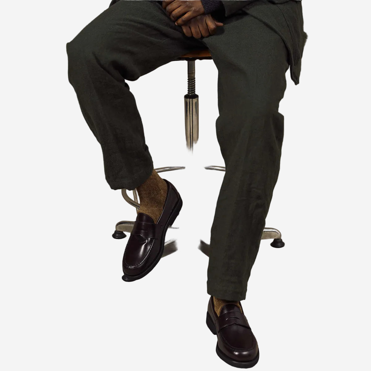 Oxnard One Pleat Herringbone Linen Wool Easy Pants - Green