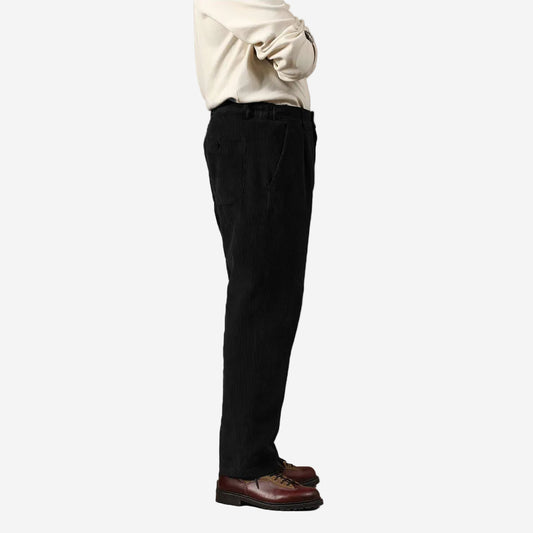 Oxnard One Pleat Washed Corduroy Easy Pants - Black