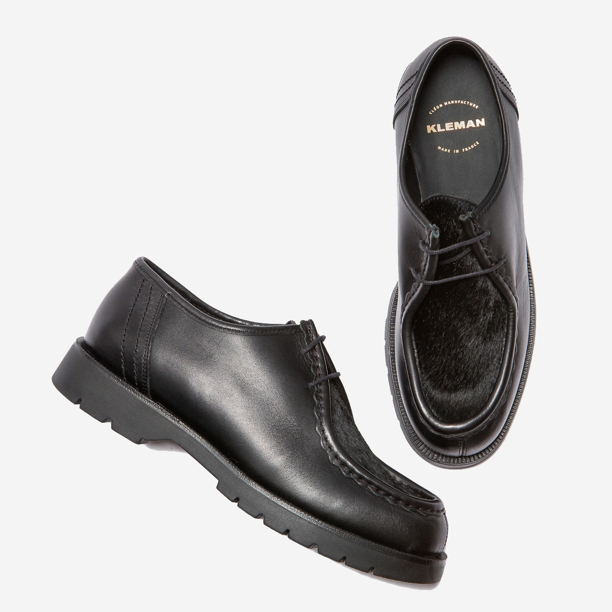 Padrini Leather Tyrolean Shoes - Black