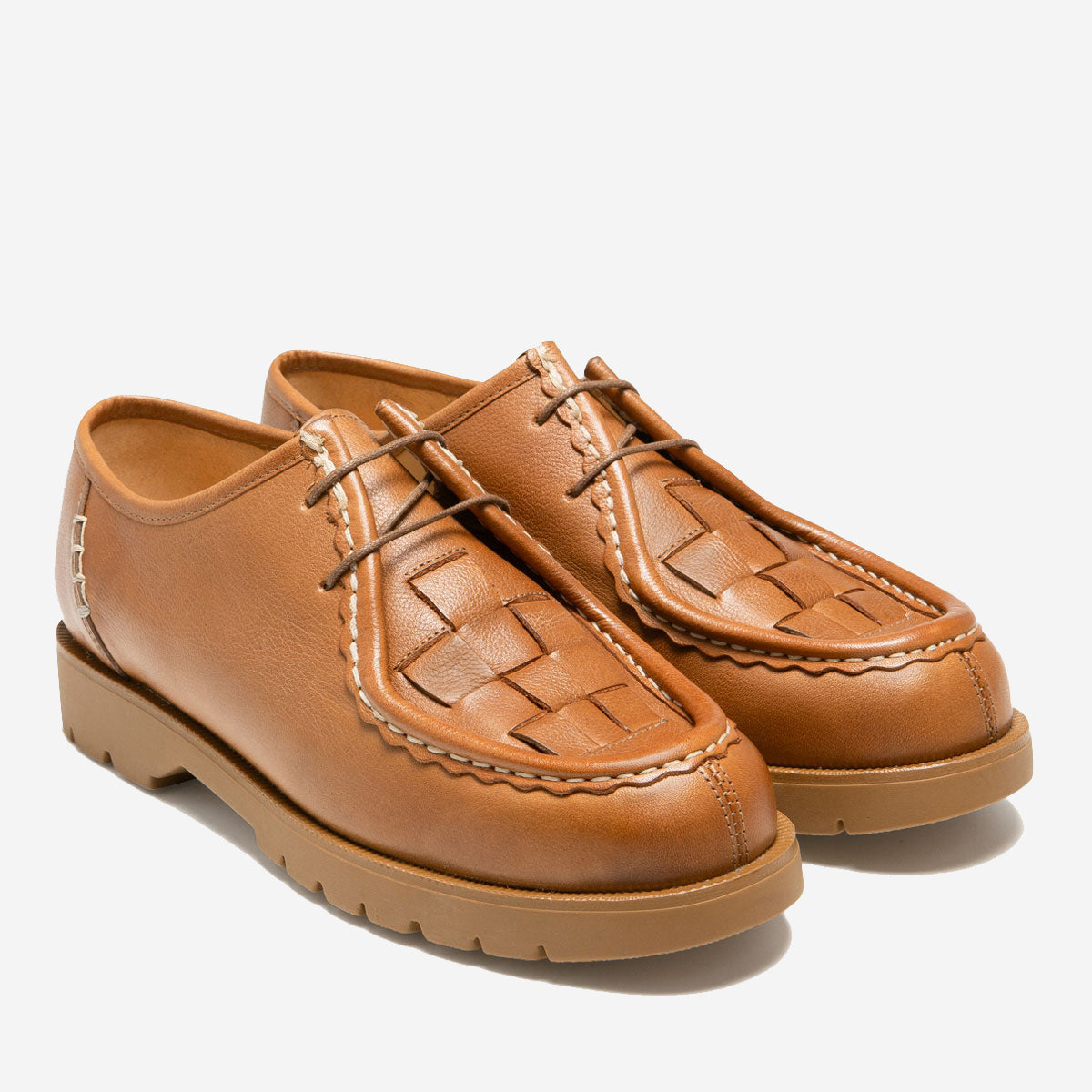 Padror Oak TR Leather Tyrolean Shoes - Cognac Weave