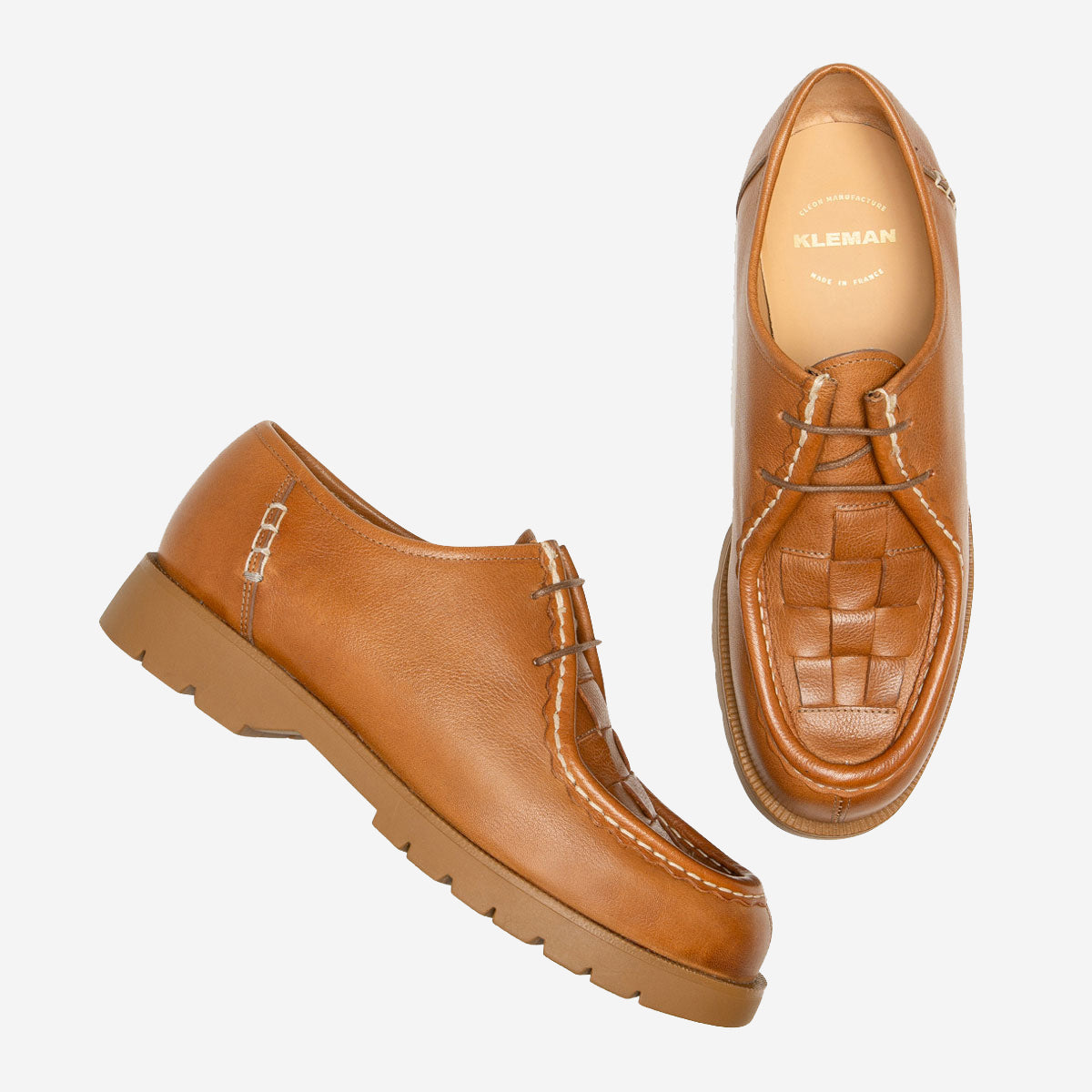 Padror Oak TR Leather Tyrolean Shoes - Cognac Weave