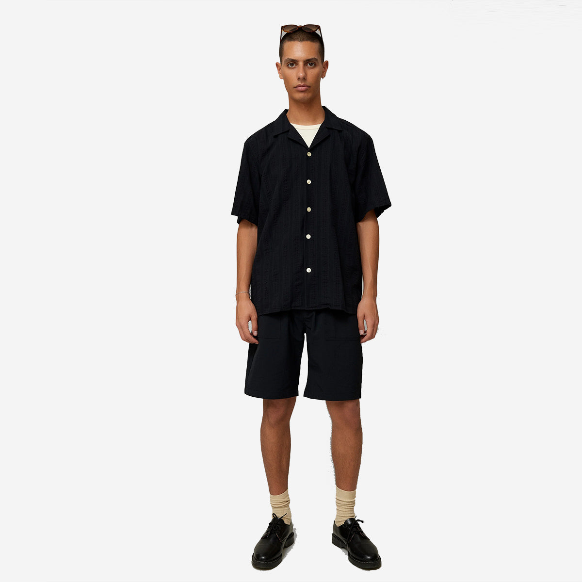 Peer Jacquard Vacation S/S Shirt - Black