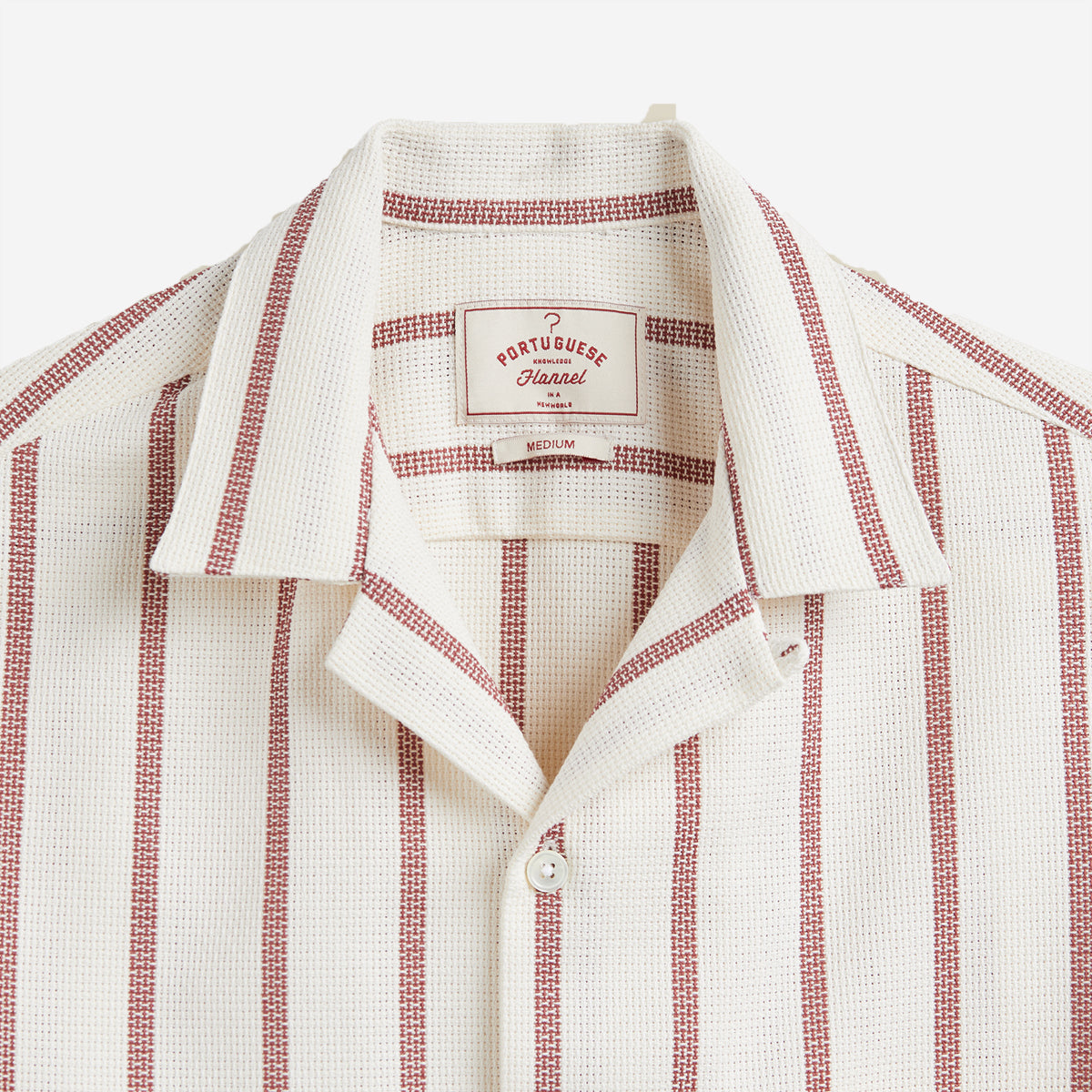 Portuguese Flannel - Piqué Stripe S/S Vacation Shirt - Bordeaux