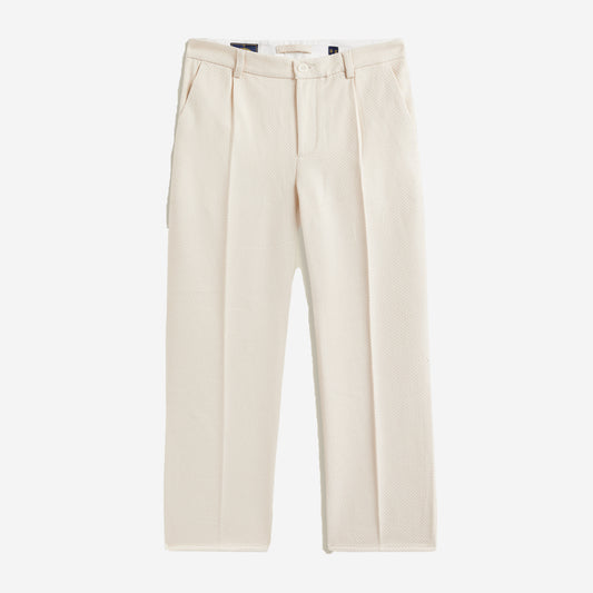 Piquet Basket Weave Tapered Trousers - Natural