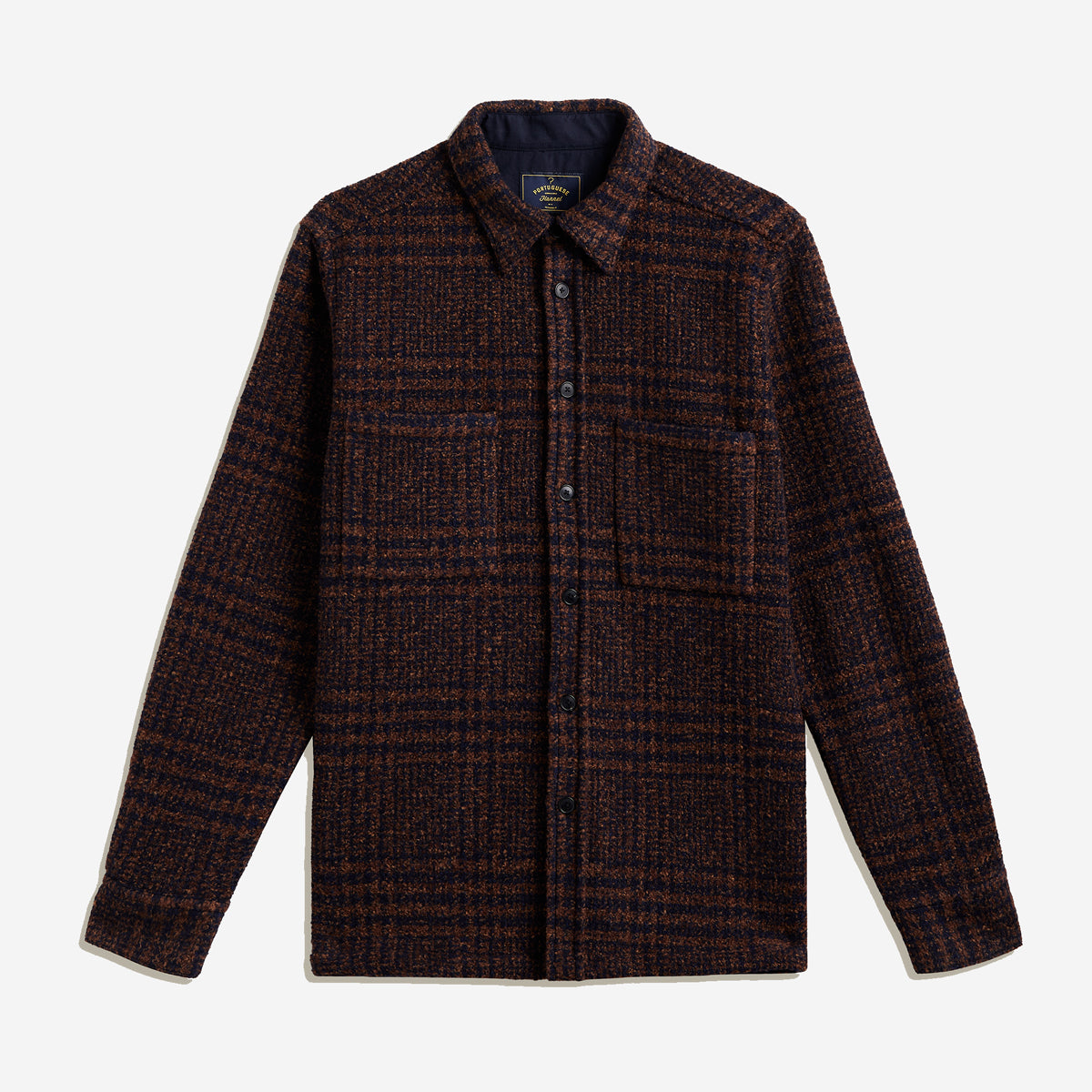 Polaris Plaid Wool Overshirt - Brown/Navy