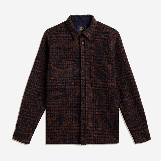 Polaris Plaid Wool Overshirt - Brown/Navy