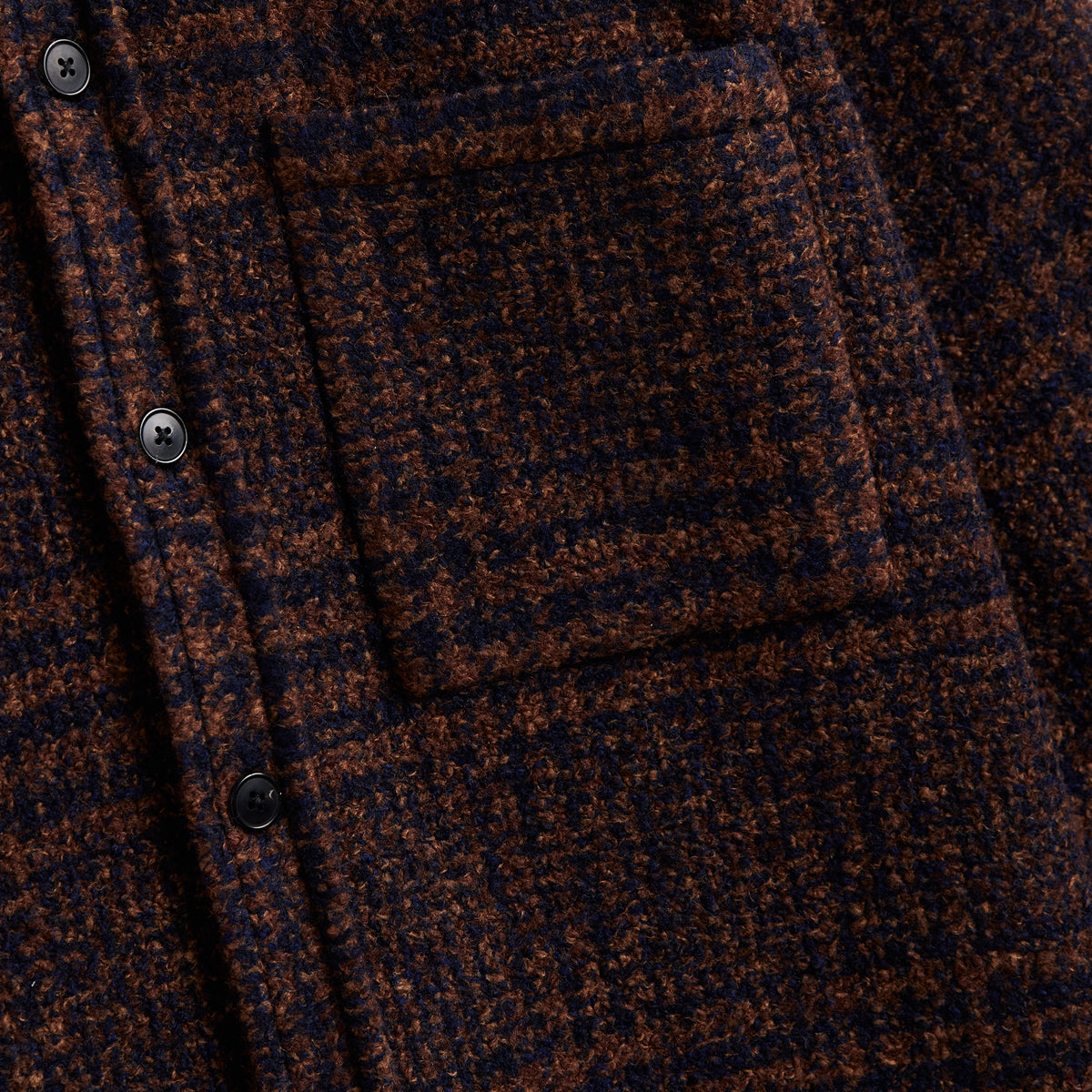 Polaris Plaid Wool Overshirt - Brown/Navy