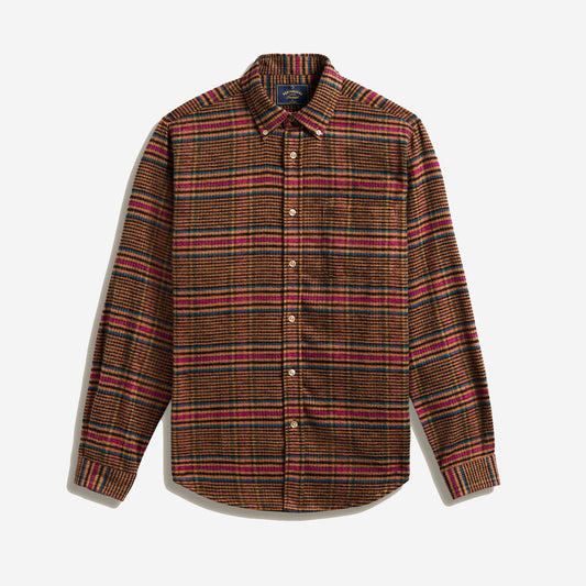 Ponte Plaid Flannel Shirt - Brown/Pink