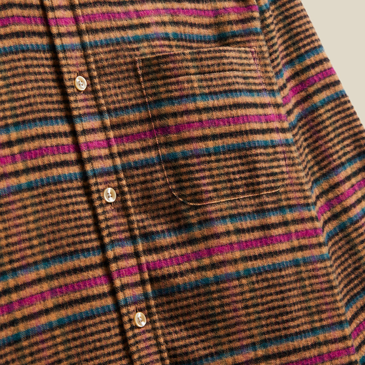 Ponte Plaid Flannel Shirt - Brown/Pink