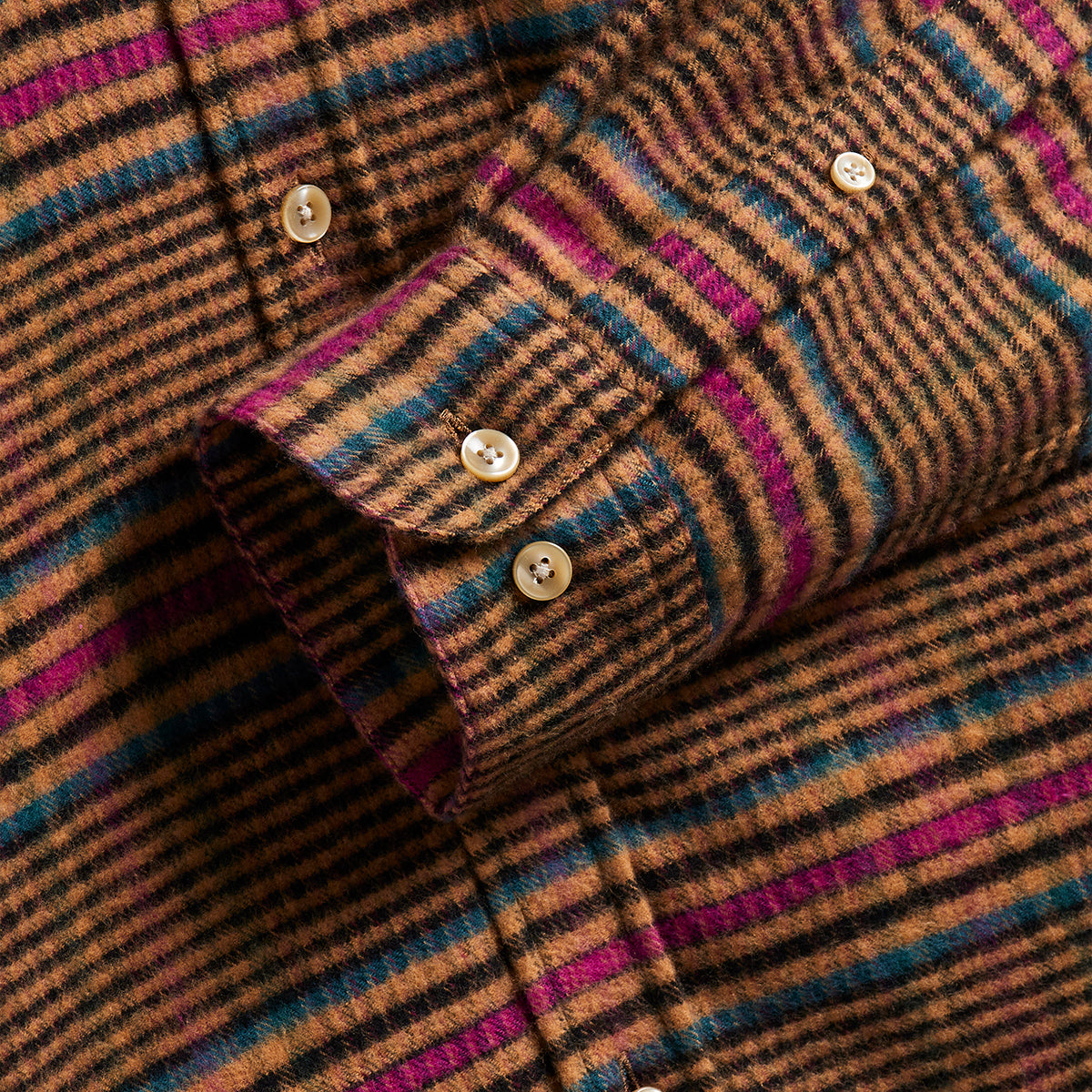 Ponte Plaid Flannel Shirt - Brown/Pink