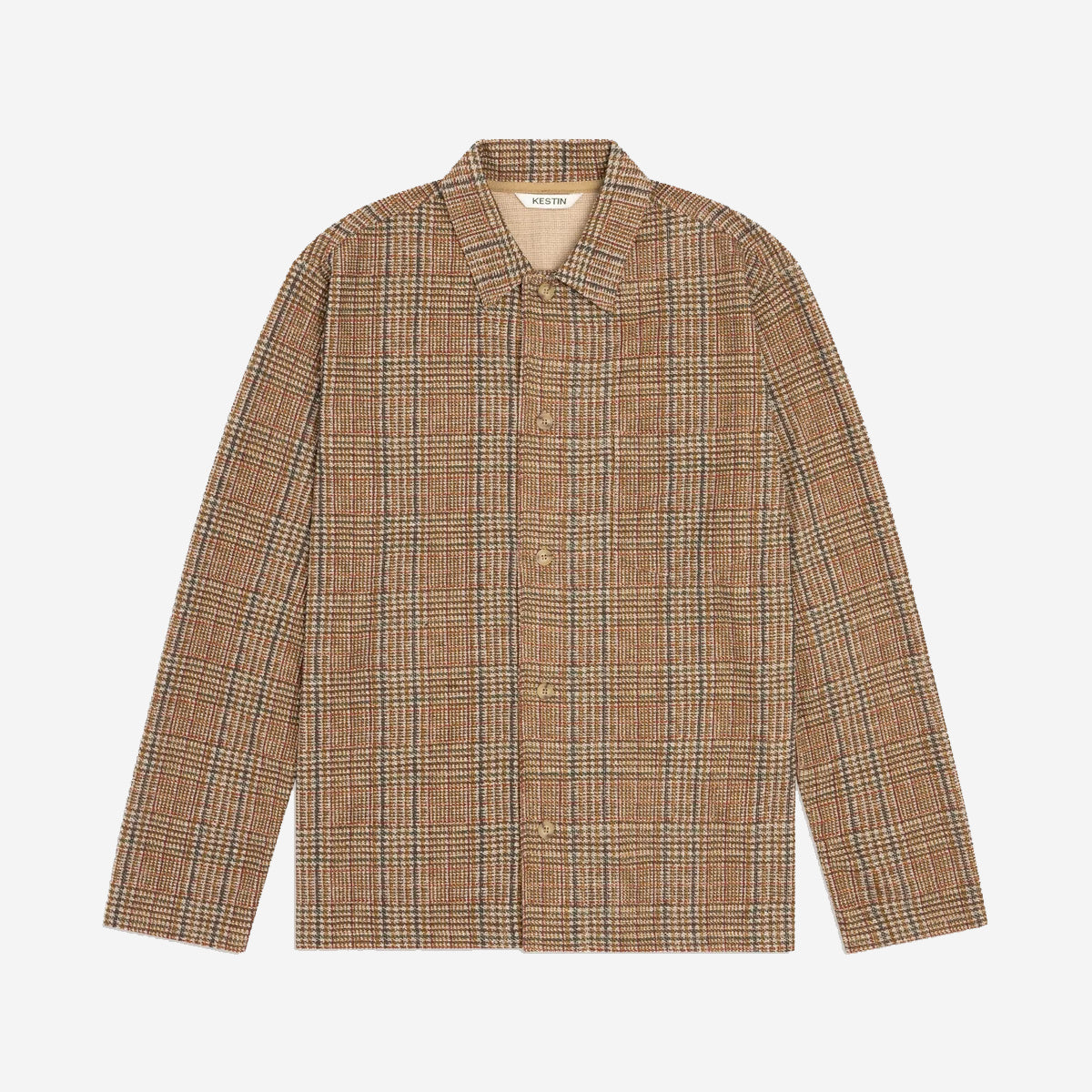 Portree Printed Check Jersey Overshirt - Peat